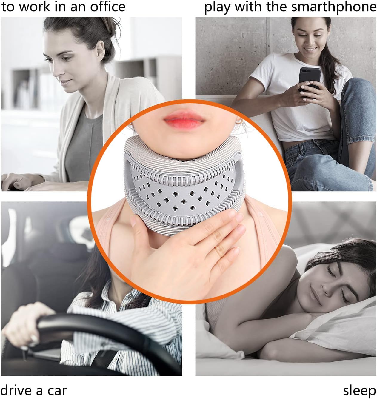 Neck Brace - Neck Pain - Neck Brace for Pain Relief and Support, Soft Adjustable Cervical Collar, Neck Traction Device, Neck Protectors for Spinal Stability and Alignment, Neck Pressure Relief for Men and Women - Gray