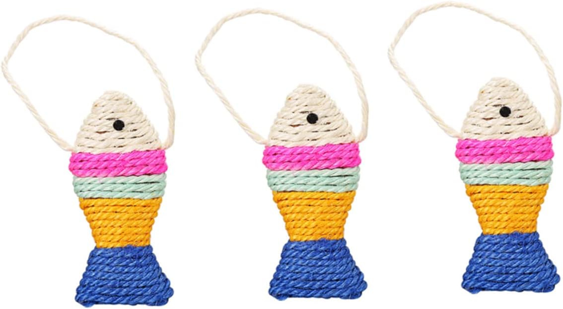 Interactive Cat Toys - Cat Toys - Intelligence Cat Toys - Sisal Scratching Mat in Fish Shape - Durable Scratching Toys for Cats - Protects Furniture & Provides Long-Lasting Fun - 3 Pieces