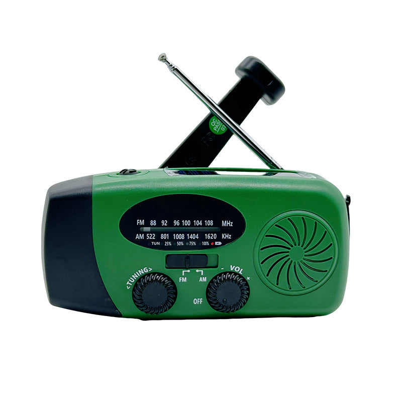 Emergency Radio Solar Wind-Up - Model 2025 - 6000 mAh Power Bank - AM/FM Radio with Flashlight & SOS - Emergency Kit for Camping & Disasters - Green
