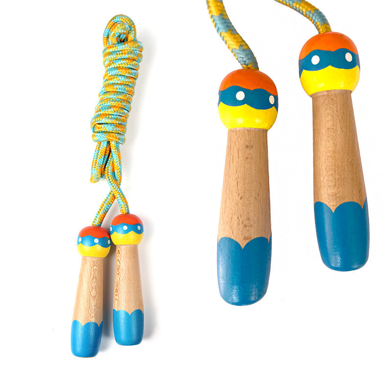 Adjustable Kids Skipping Rope - Wooden Handle &amp; Cotton Rope - 285 cm - For Boys &amp; Girls - Fitness &amp; Games