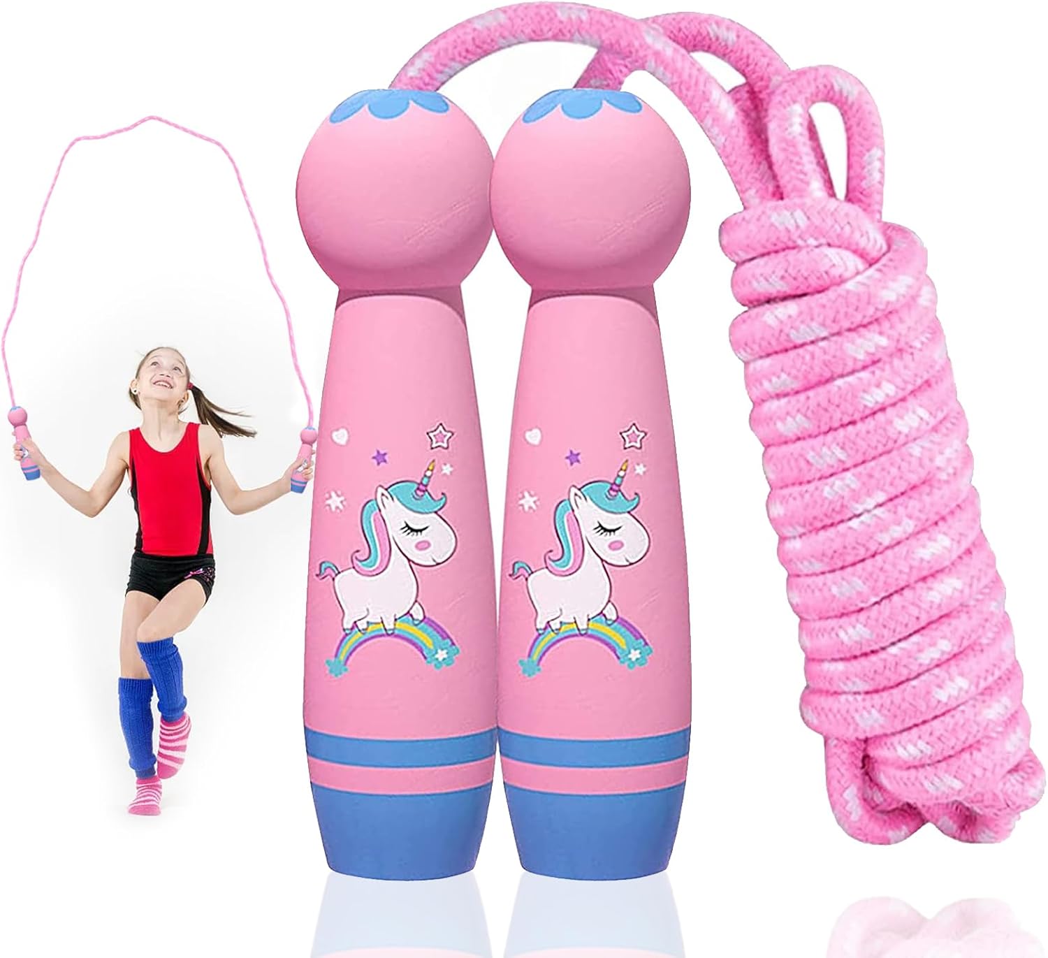 Adjustable Children's Skipping Rope - With Wooden Handle - 260 cm - Suitable for Boys & Girls - For School & Play