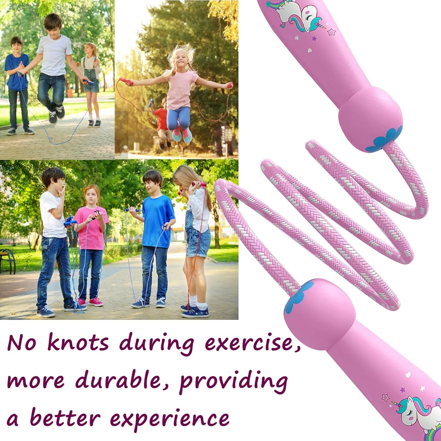 Adjustable Children's Skipping Rope - With Wooden Handle - 260 cm - Suitable for Boys & Girls - For School & Play