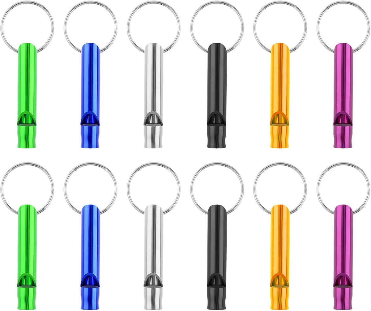 Metal Emergency Whistles - Set of 12 - Referee Whistles for Sports, School &amp; Outdoors