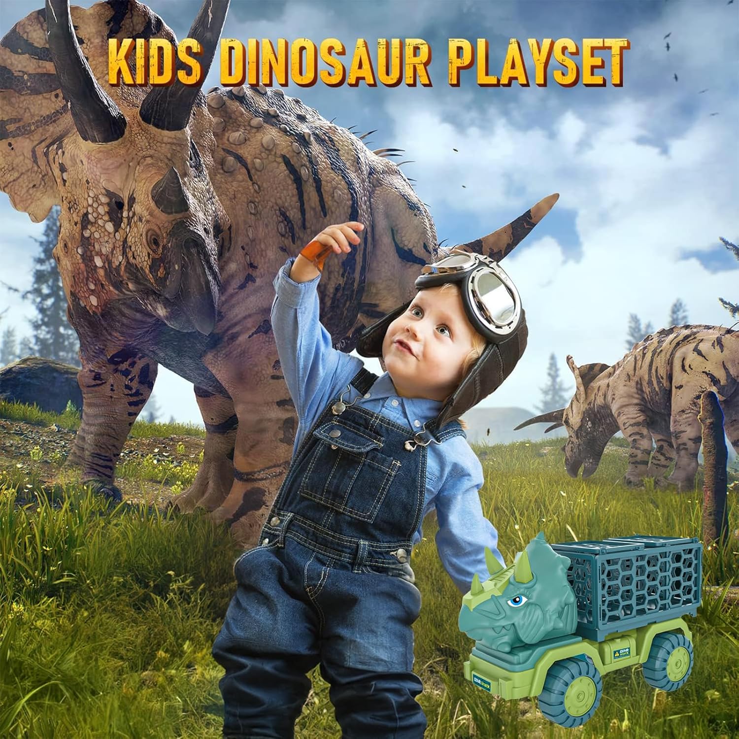 Dinosaur toys Tyrannosaurus rex car toys, Jurassic dinosaur playset for boys and girls, boys and girls, children's gifts