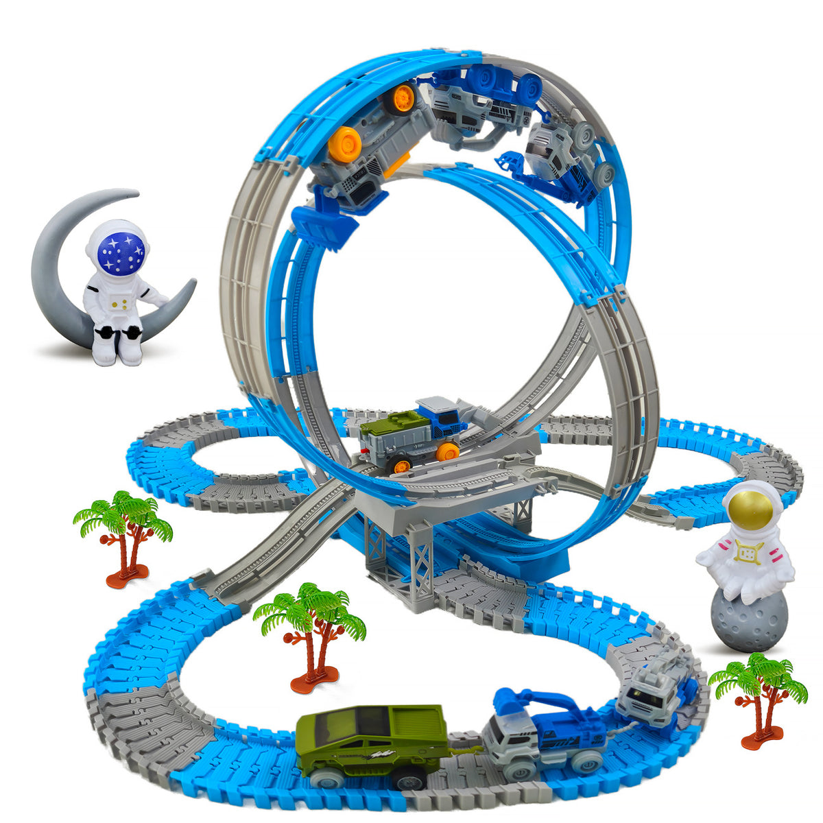 Race Track Building Kit - Anti-Gravity Engineering Track - With Excavator &amp; Train - Creative Gift for Kids