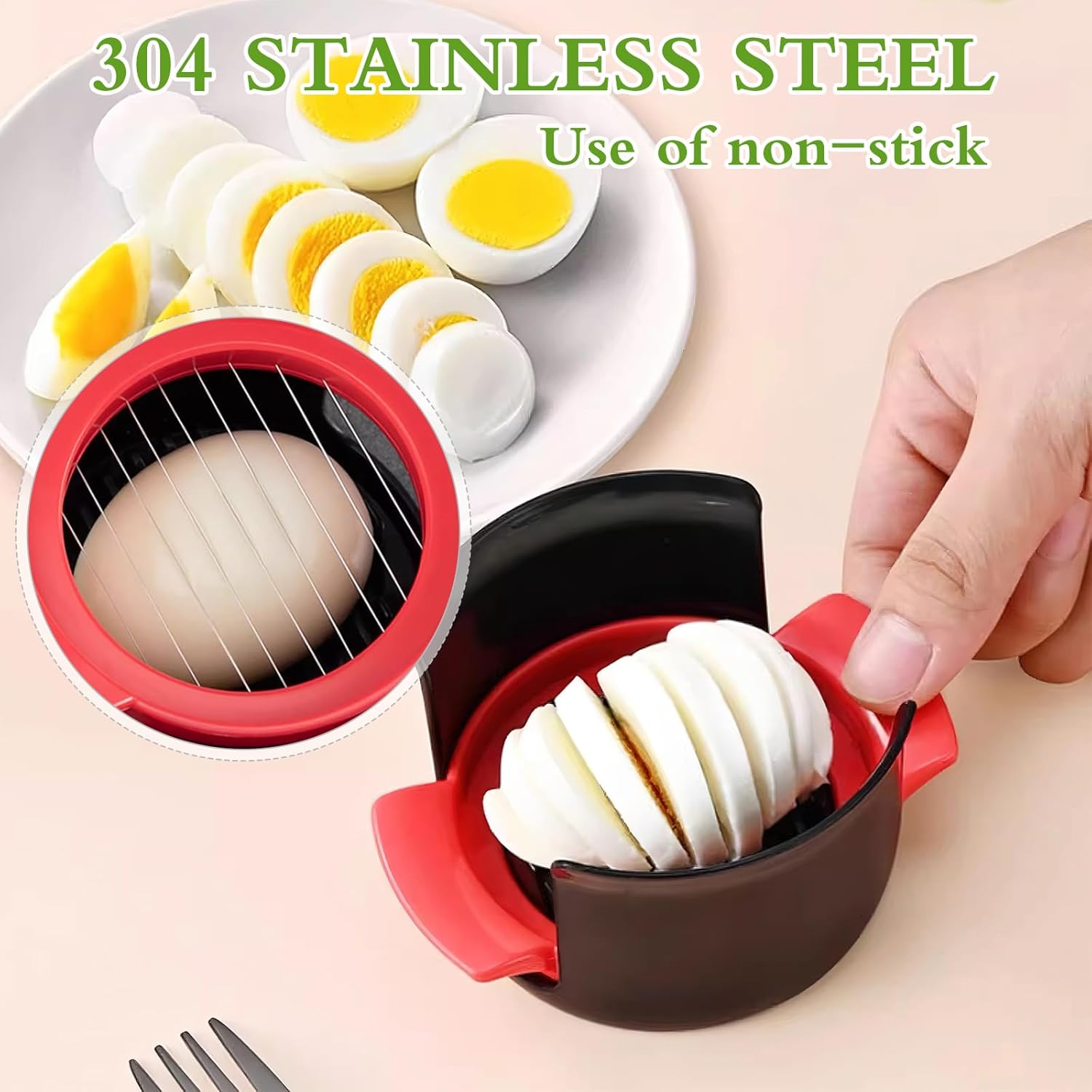 4-in-1 Egg Slicer - Egg Separator - Stainless Steel 304 - For Eggs, Strawberries & Soft Foods - Easy to Clean
