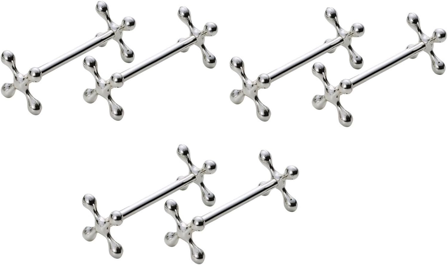 Knife Rests Silver - Set of 6 - Classic Cutlery Rests - Table Decoration for Dinner & Christmas - Metal - 8 x 3cm