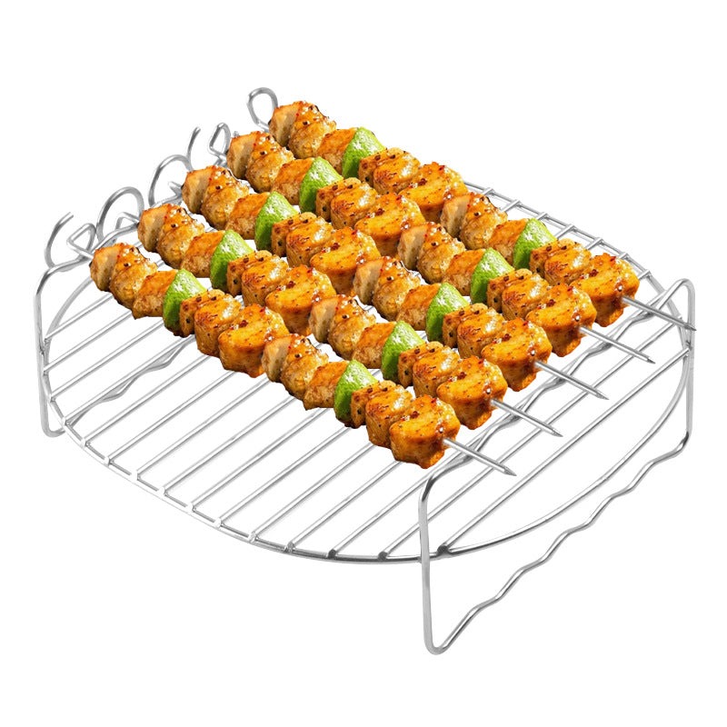Airfryer Grill Rack with Skewers - Stainless Steel - Double-Layer Rack - Includes 3 Skewers - Accessories for Airfryer