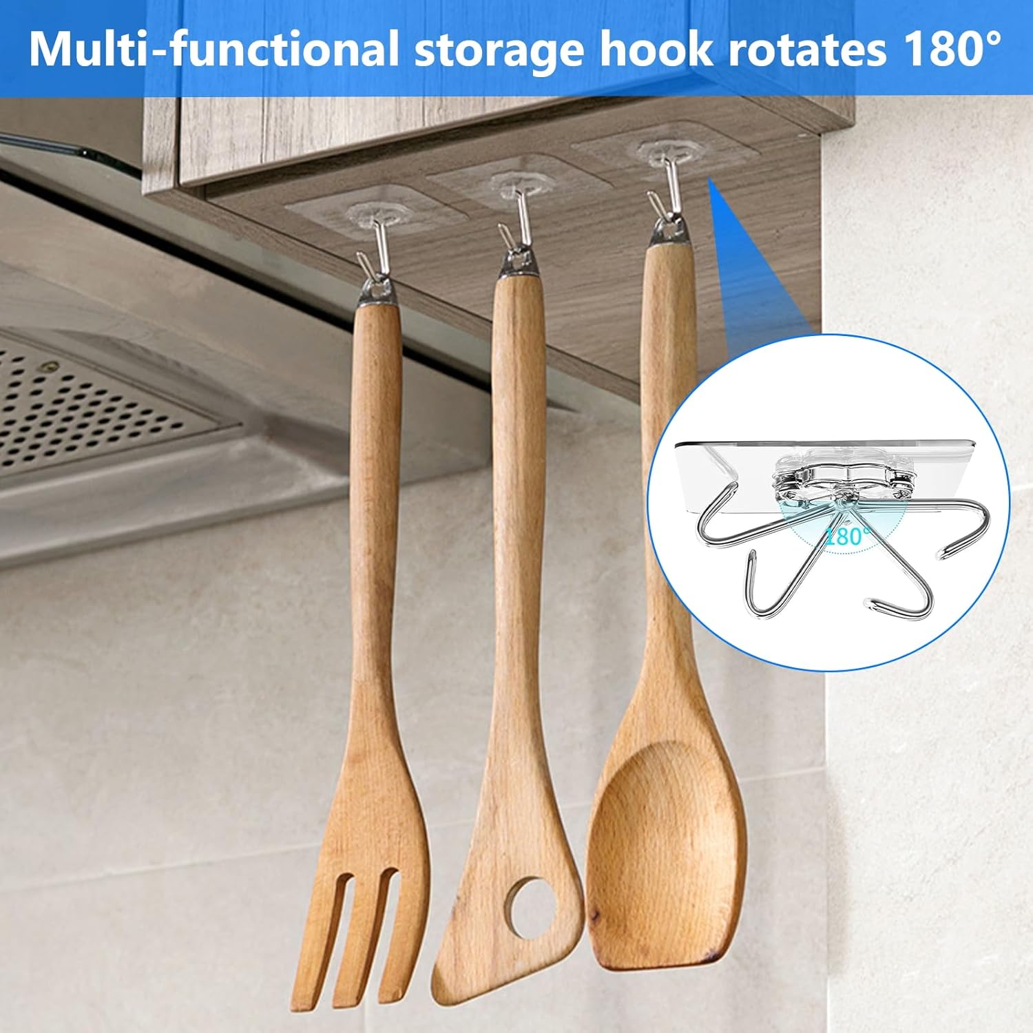Self-Adhesive Hooks Transparent - Set of 30 - Wall Hooks No Drilling - For Bathroom & Kitchen