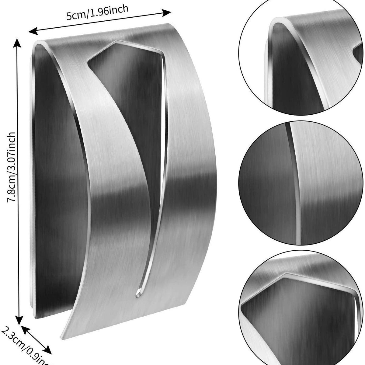 Stainless Steel Tea Towel Holder - Set of 4 - Self-Adhesive Towel Clip - No Drilling Required - For Kitchen &amp; Bathroom