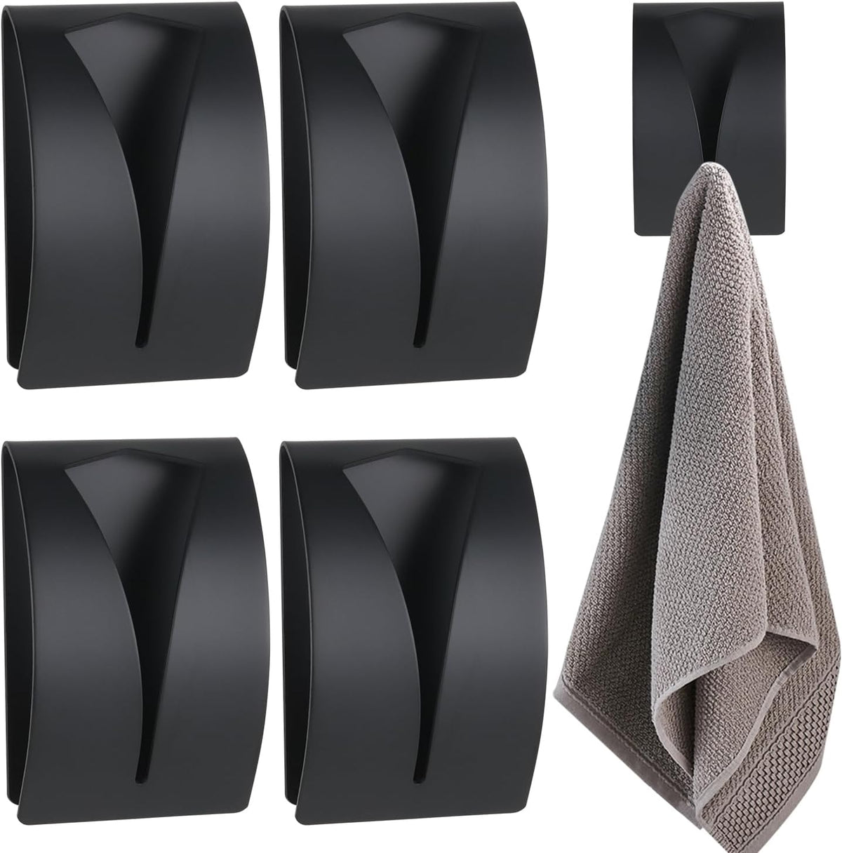 Stainless Steel Tea Towel Holder - Set of 4 - Self-Adhesive Towel Clip - No Drilling Required - For Kitchen & Bathroom