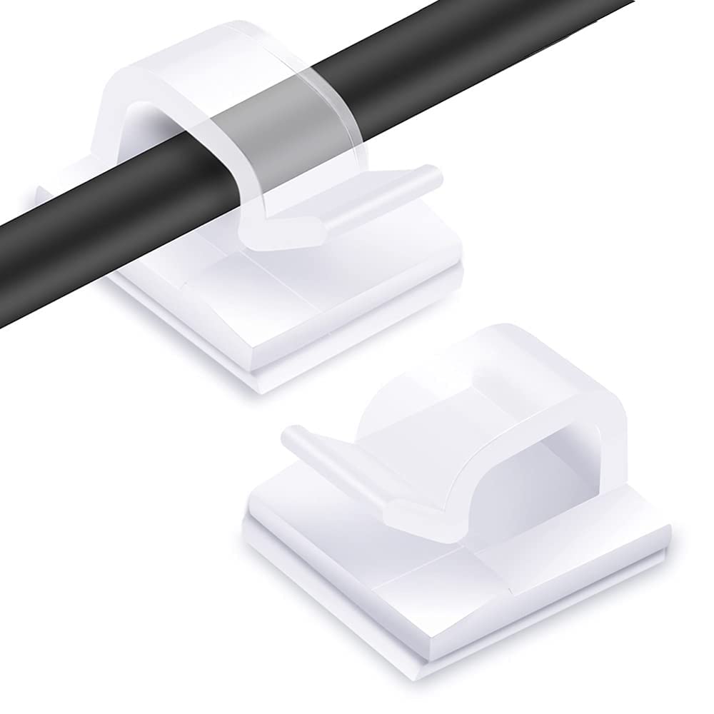 Transparent Cable Clips - Set of 60 - Self-Adhesive Cable Holders - For Cable Management &amp; Christmas Lights