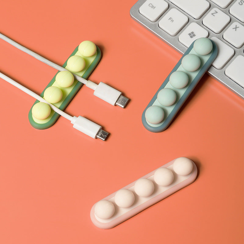 Pea Pod Cable Organizer - Pink - Self-Adhesive Cable Holder - Silicone - For Office & Home
