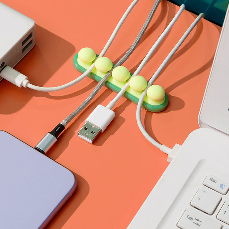 Pea Pod Cable Organizer - Pink - Self-Adhesive Cable Holder - Silicone - For Office & Home