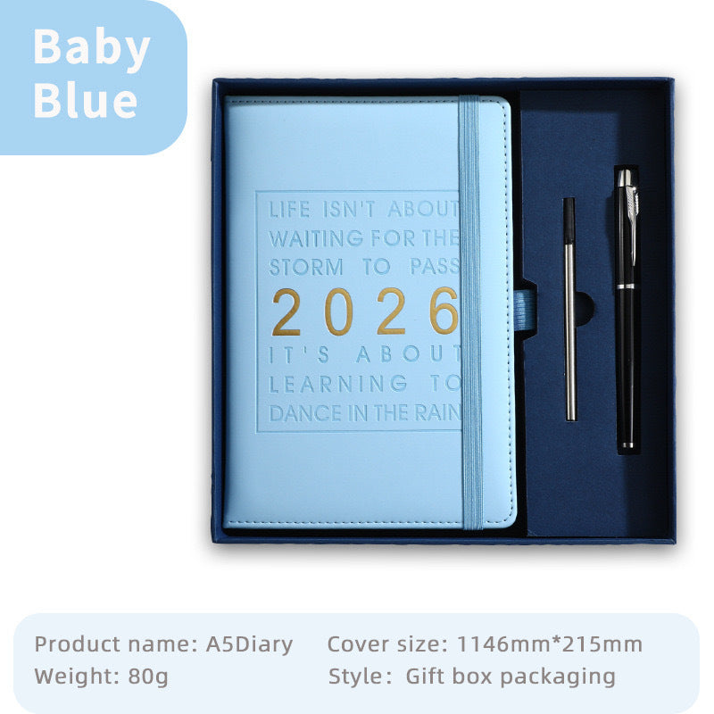 Agenda 2026 - Daily Agenda &amp; Planner - A5 Format - 365 Day Overview - Hardcover - [Light Blue]