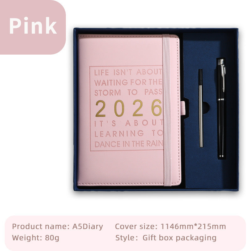 Agenda 2026 - Daily Agenda &amp; Planner - A5 Format - 365 Day Overview - Hardcover - [Pink]