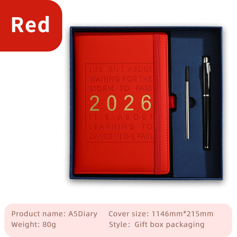 Agenda 2026 - Daily Agenda &amp; Planner - A5 Format - 365 Day Overview - Hardcover - [Red]