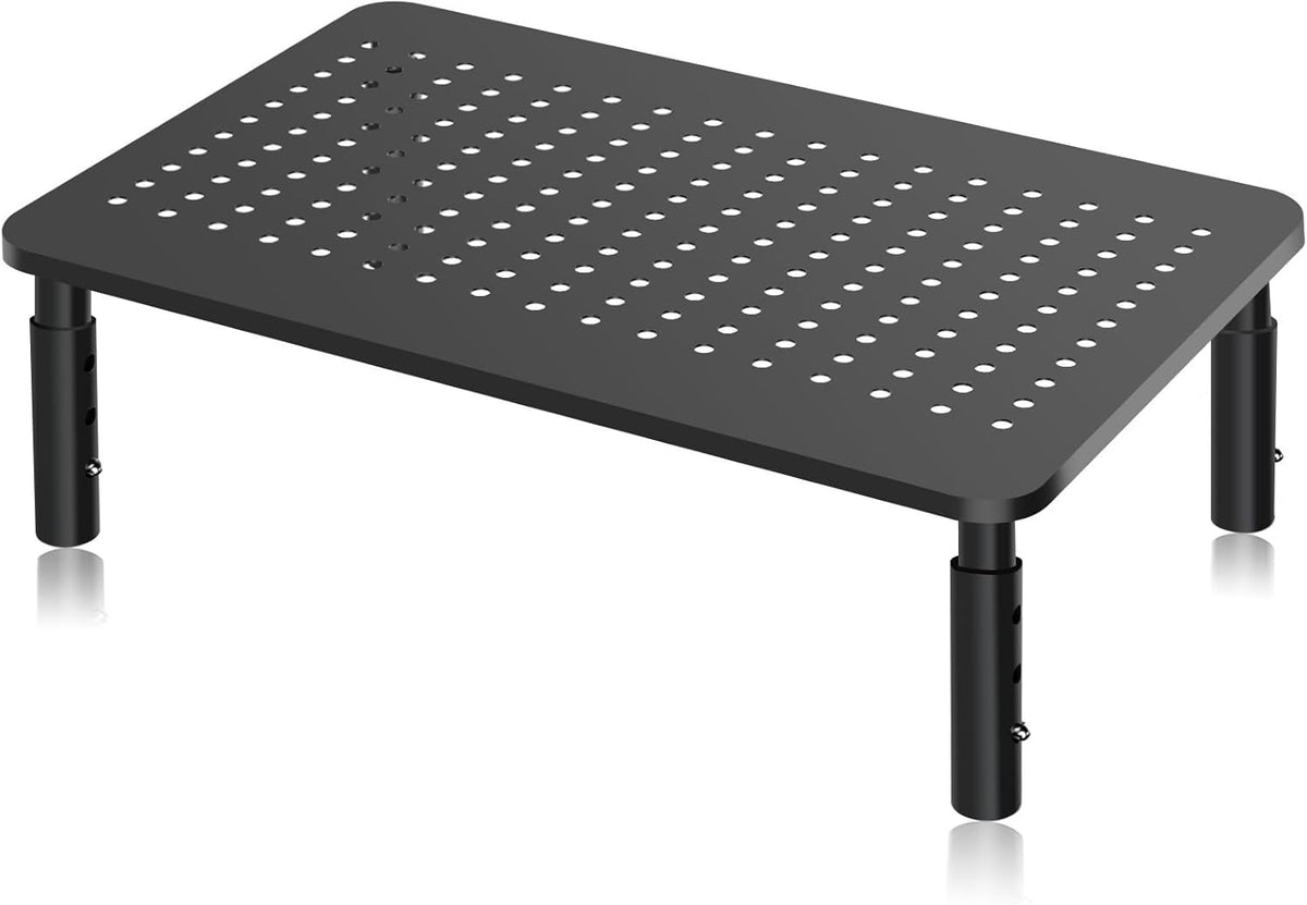 Metal Monitor Riser - Screen Stand - Adjustable in 3 Heights - Black