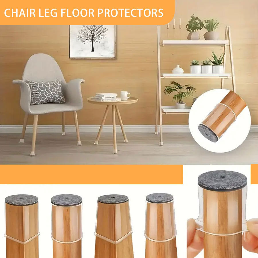Chair Leg Caps Set of 24 - Ø 16-22 mm - Round - Transparent Silicone - Floor Protectors for Wooden Floors