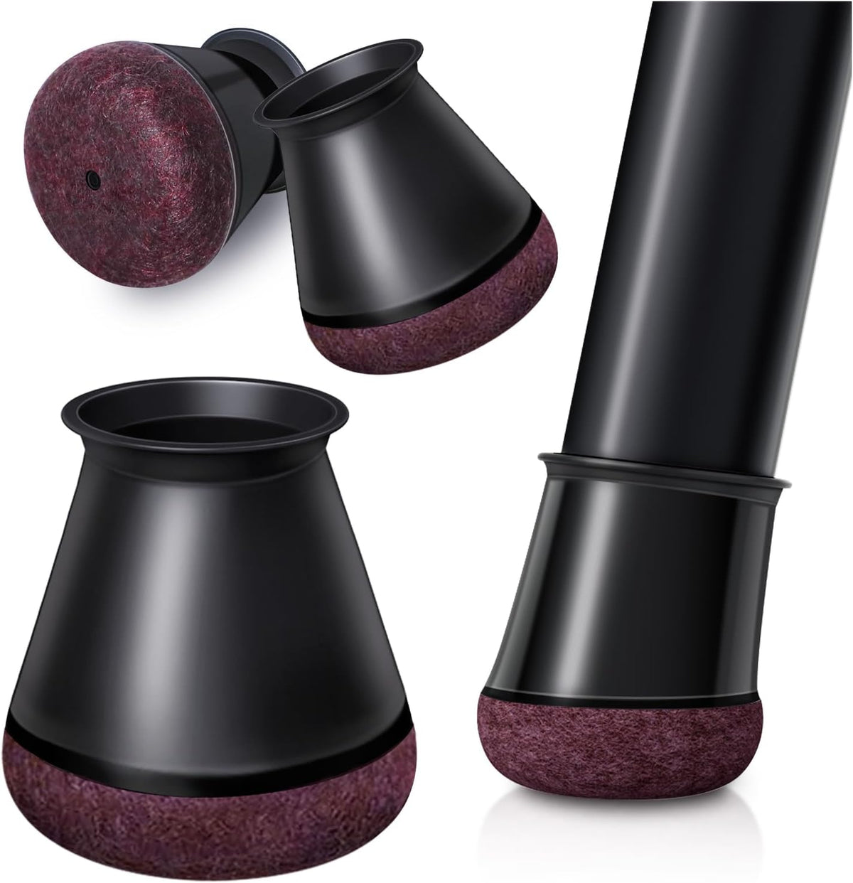 Black Chair Leg Caps - Set of 24 - Size S - Silicone Floor Protectors - Against Scratches and Noise