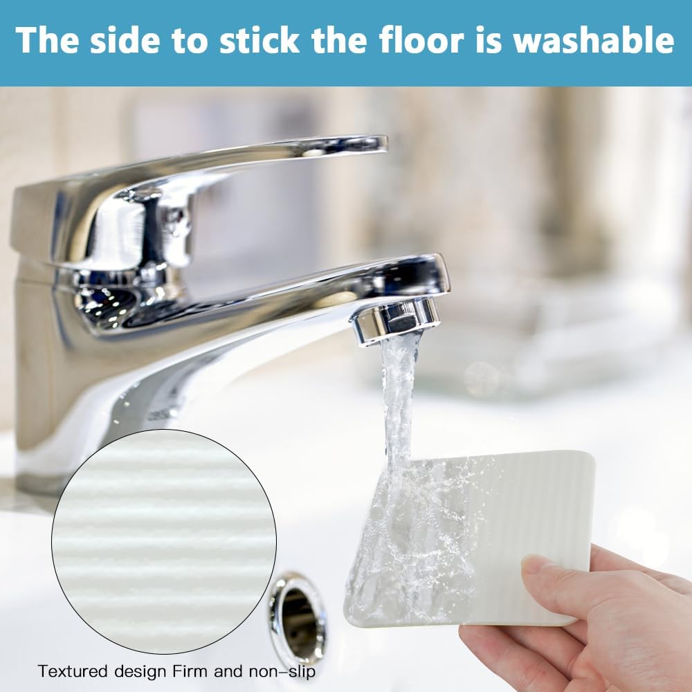 Rug Stoppers Square - Set of 4 - 10 x 10 cm - Anti-Slip Pads for Carpet - Washable & Reusable - White