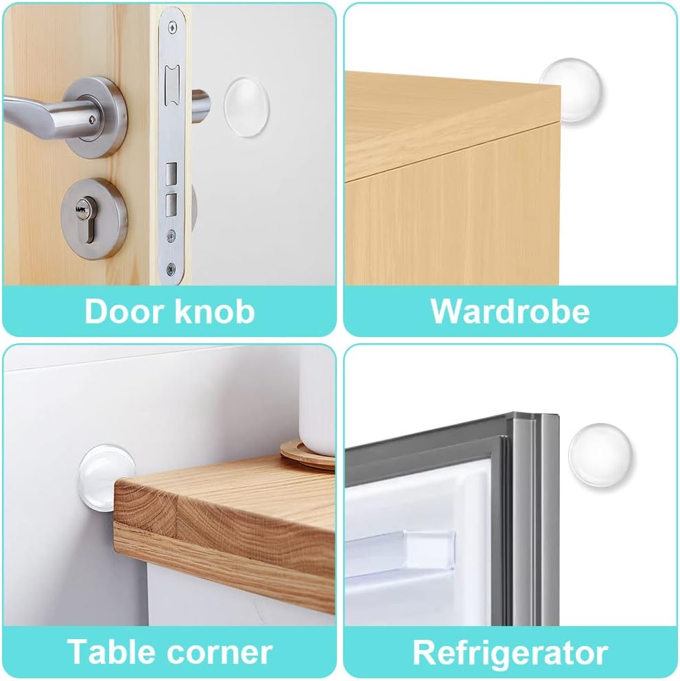 Door Stopper Wall Transparent - Set of 6 - Ø 4 cm - Self-adhesive Door Buffers - Wall Protection against Door Handles