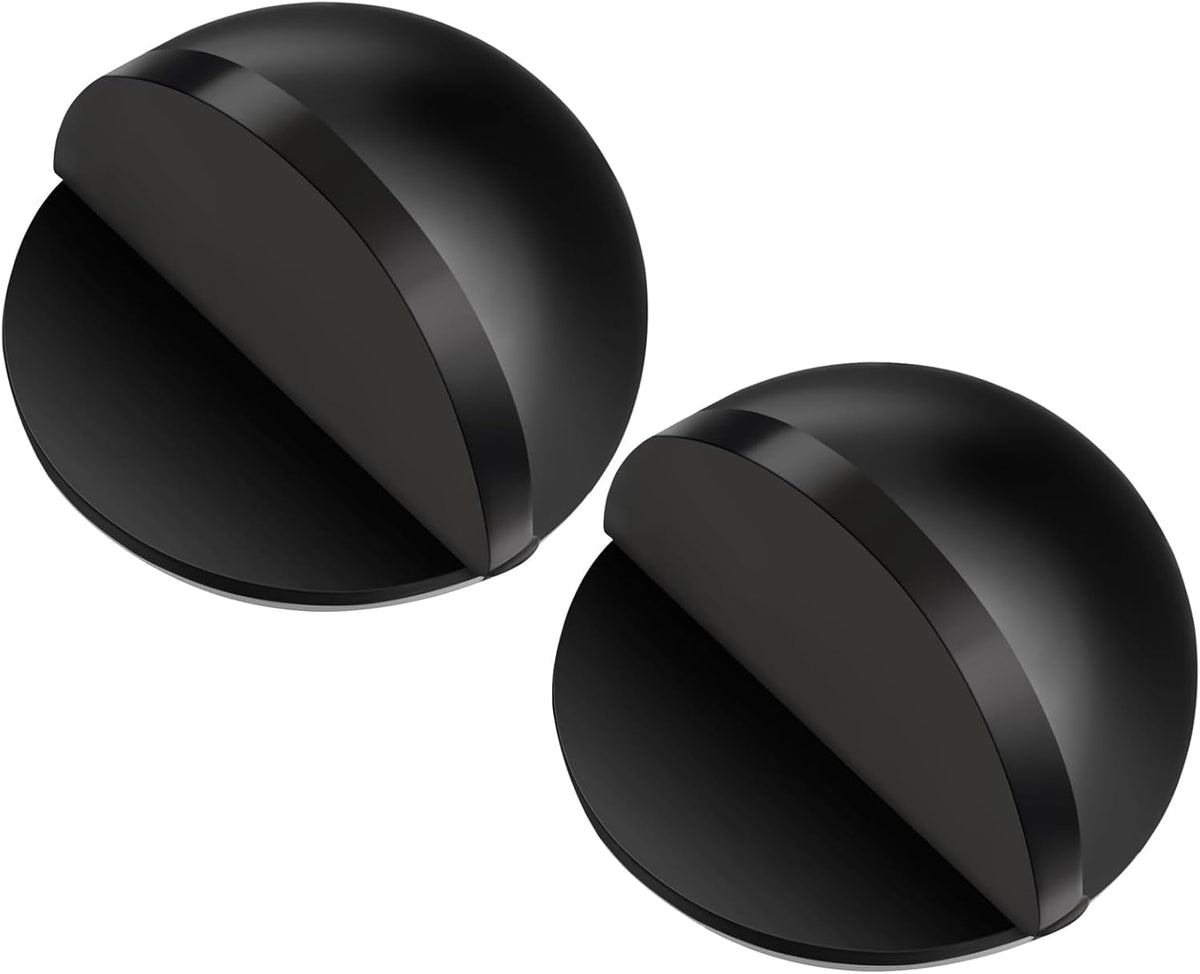 Door Stopper Floor Half Moon - Set of 2 - Black - Self-adhesive - No Drilling - Stainless Steel