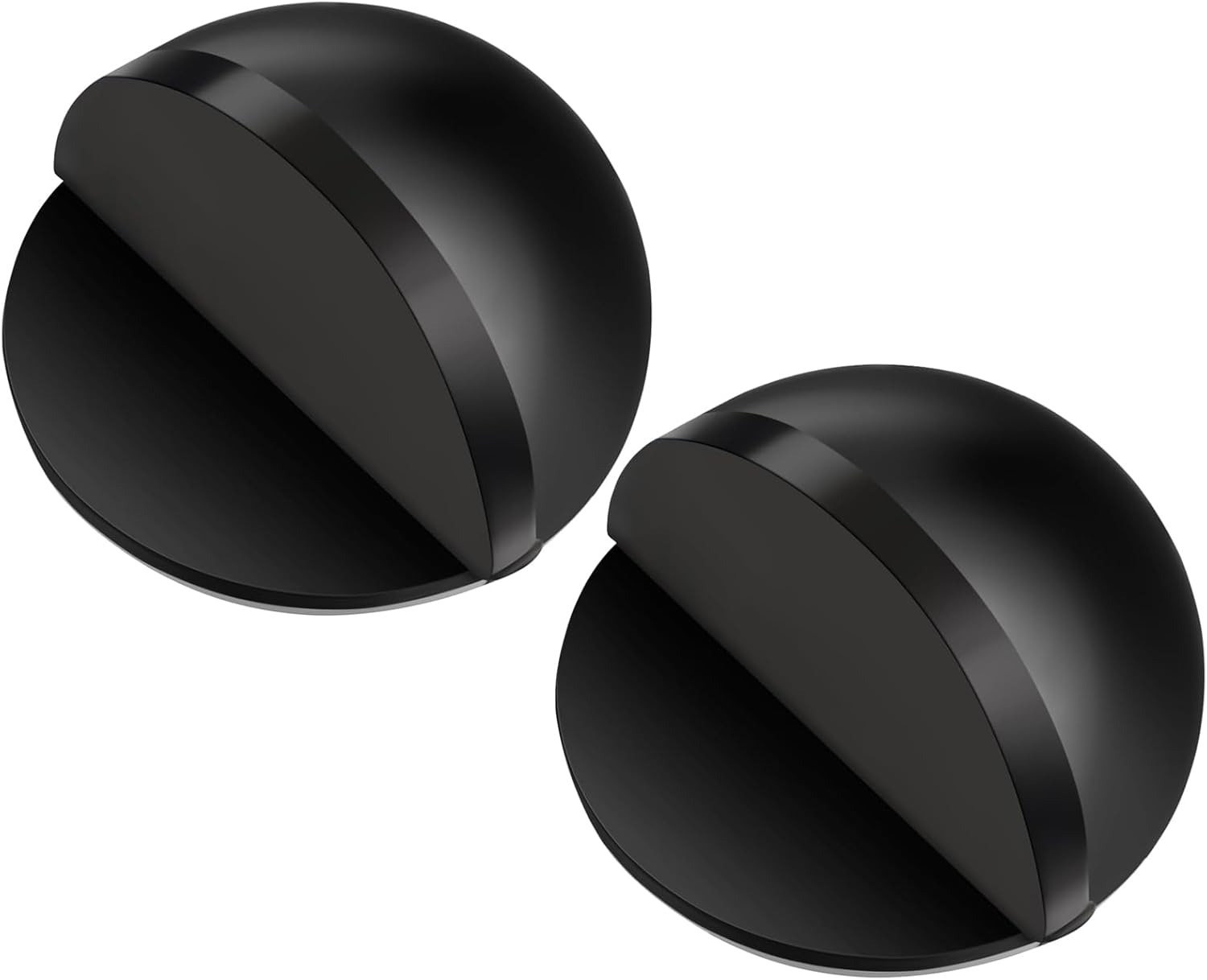 Door Stopper Floor Half Moon - Set of 2 - Black - Self-adhesive - No Drilling - Stainless Steel