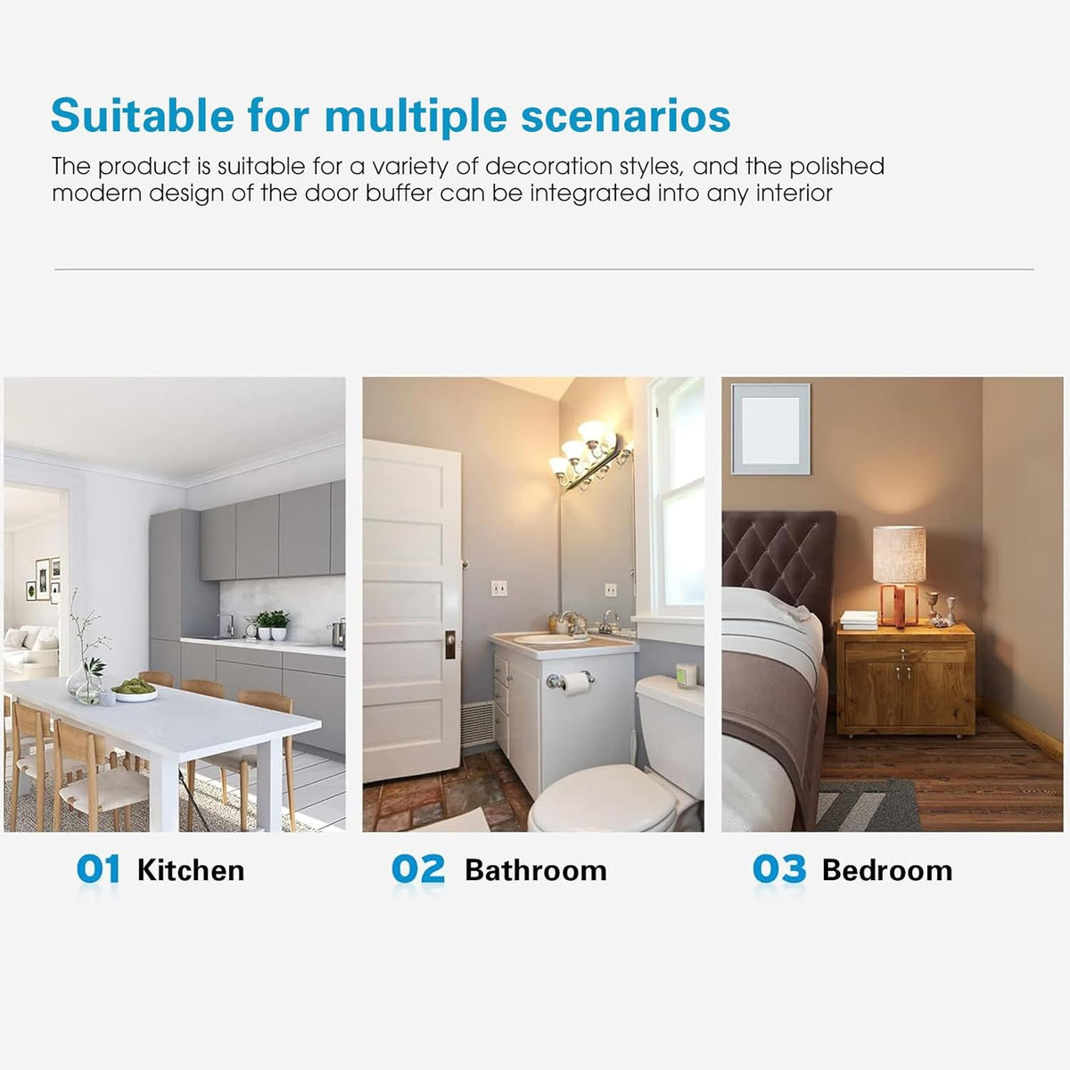 Door Stopper Floor Half Moon - Set of 2 - Black - Self-adhesive - No Drilling - Stainless Steel