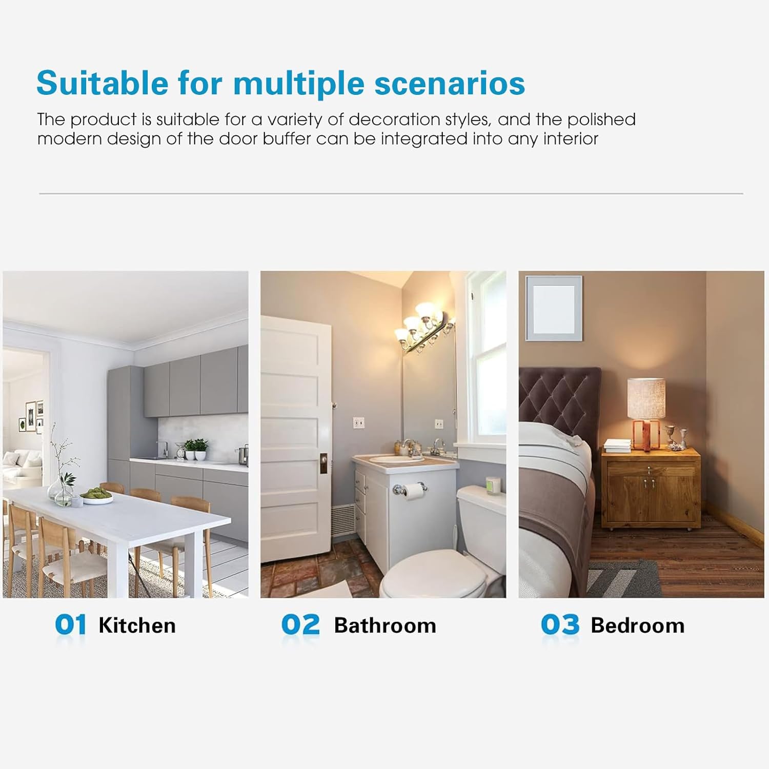 Door Stopper Floor Half Moon - Set of 2 - Black - Self-adhesive - No Drilling - Stainless Steel