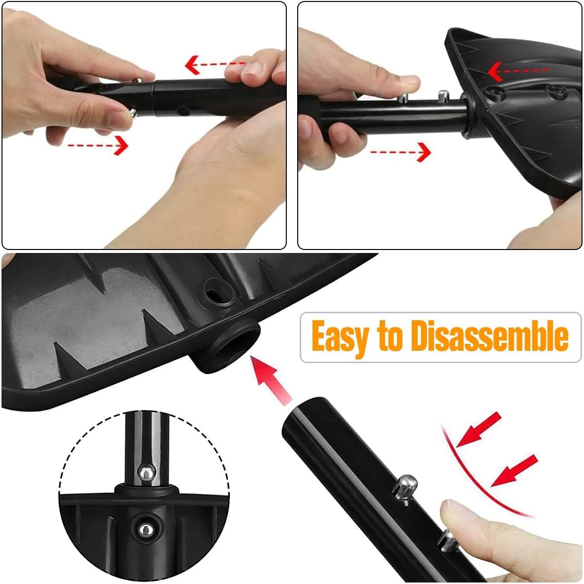 Snow Shovel - Lightweight & Portable - Snow Plow for Car, Driveway & Camping - Black