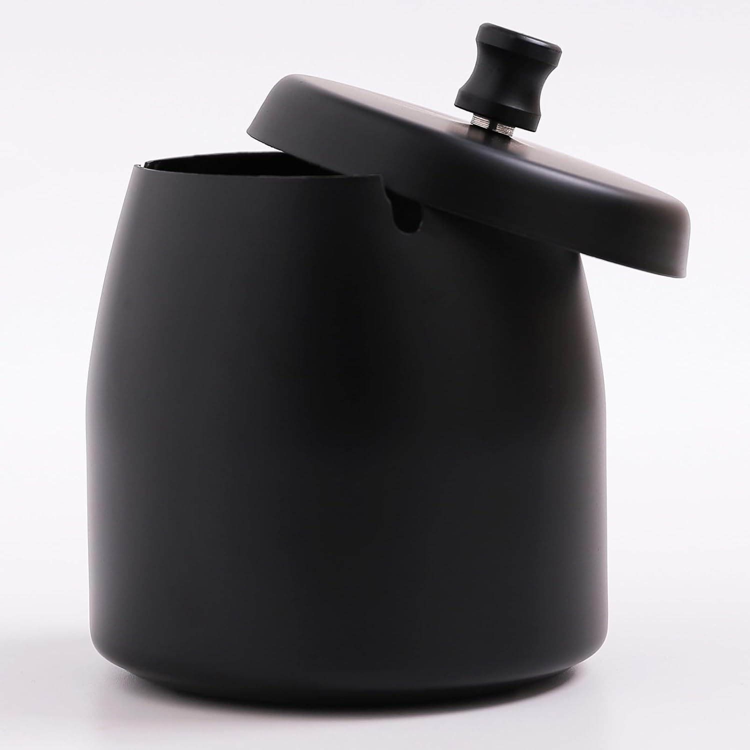 Stainless Steel Ashtray with Lid - Black - Ø 10 cm - Wind Ashtray for Outdoor & Indoor Use - Storm Ashtray