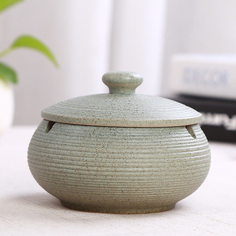 Ceramic Ashtray with Lid - Green - Wind Ashtray for Outdoor &amp; Indoor - Decorative &amp; Anti-Odor