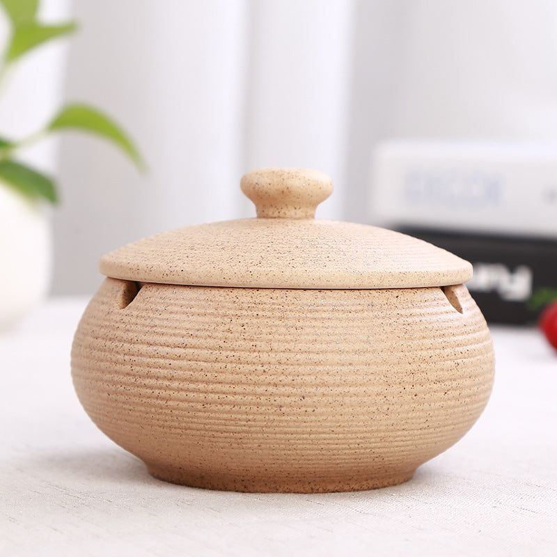 Ceramic Ashtray with Lid - Yellow - Wind Ashtray for Outdoor &amp; Indoor - Decorative &amp; Anti-Odor