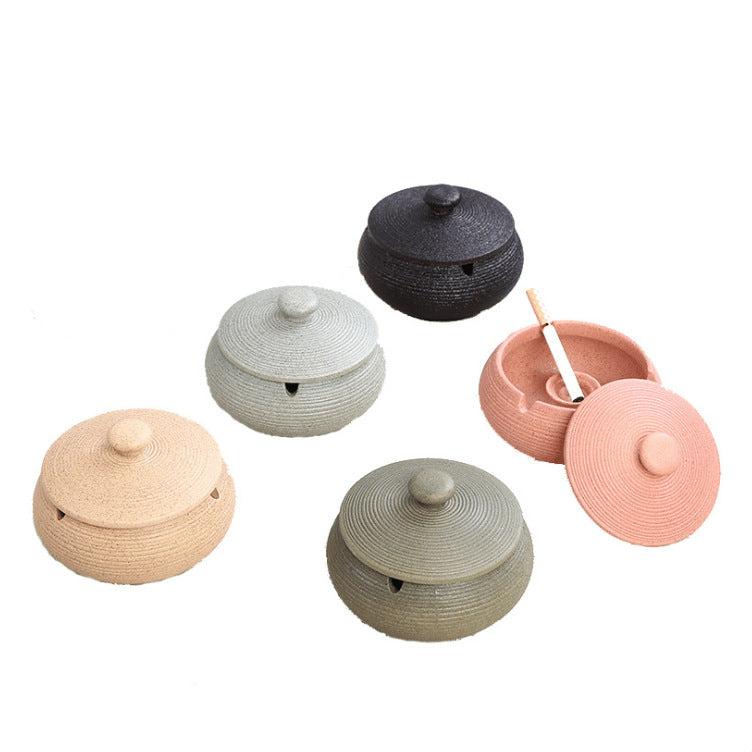 Ceramic Ashtray with Lid - Blue - Wind Ashtray for Outdoor & Indoor Use - Glazed Earthenware