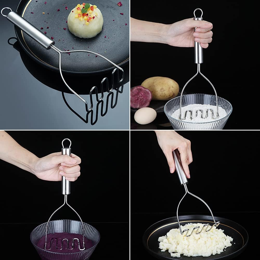 Stainless Steel Potato Masher - Potato Masher - Dishwasher Safe - For Mashed Potatoes & Mashed Potatoes - Silver