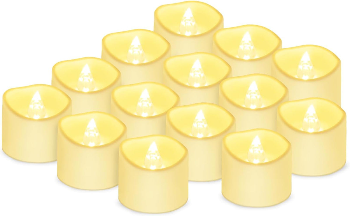14x LED Candles - Moving Flame &amp; Real Wax - 3D Wick - Battery Operated - For Christmas and Mood Lighting