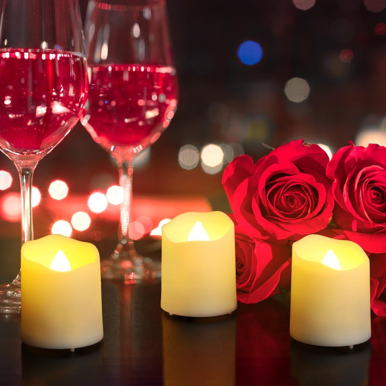 Rechargeable Tea Lights (6 Pieces) - With Charging Station and Timer - Flickering Flame - LED Candles for Parties & Decoration - White