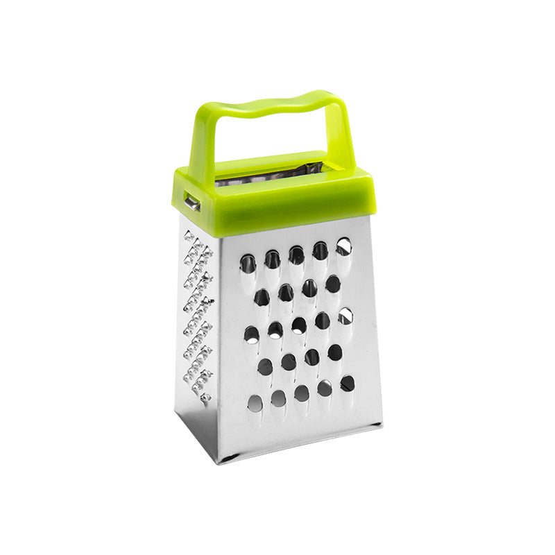 Mini cheese grater - Four-sided grater - Stainless steel slicer - Multifunctional vegetable cutter - Kitchen gadget - Lemon zester - A green