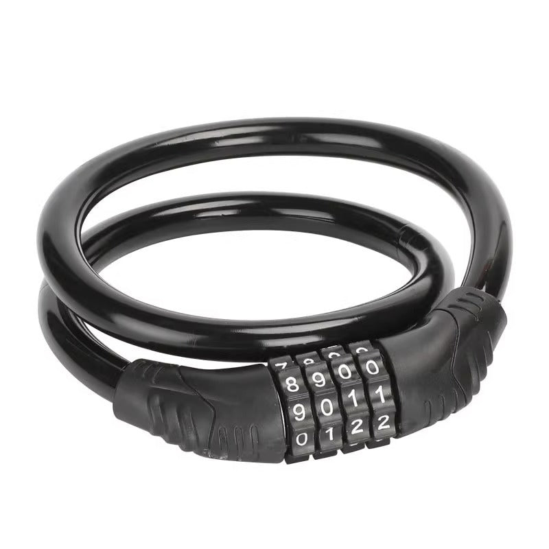 Bicycle Lock with Number Code - Portable Chain Lock for Mountain Bike / Electric Bike - 4-Digit Combination Lock, Weatherproof &amp; Anti-Theft