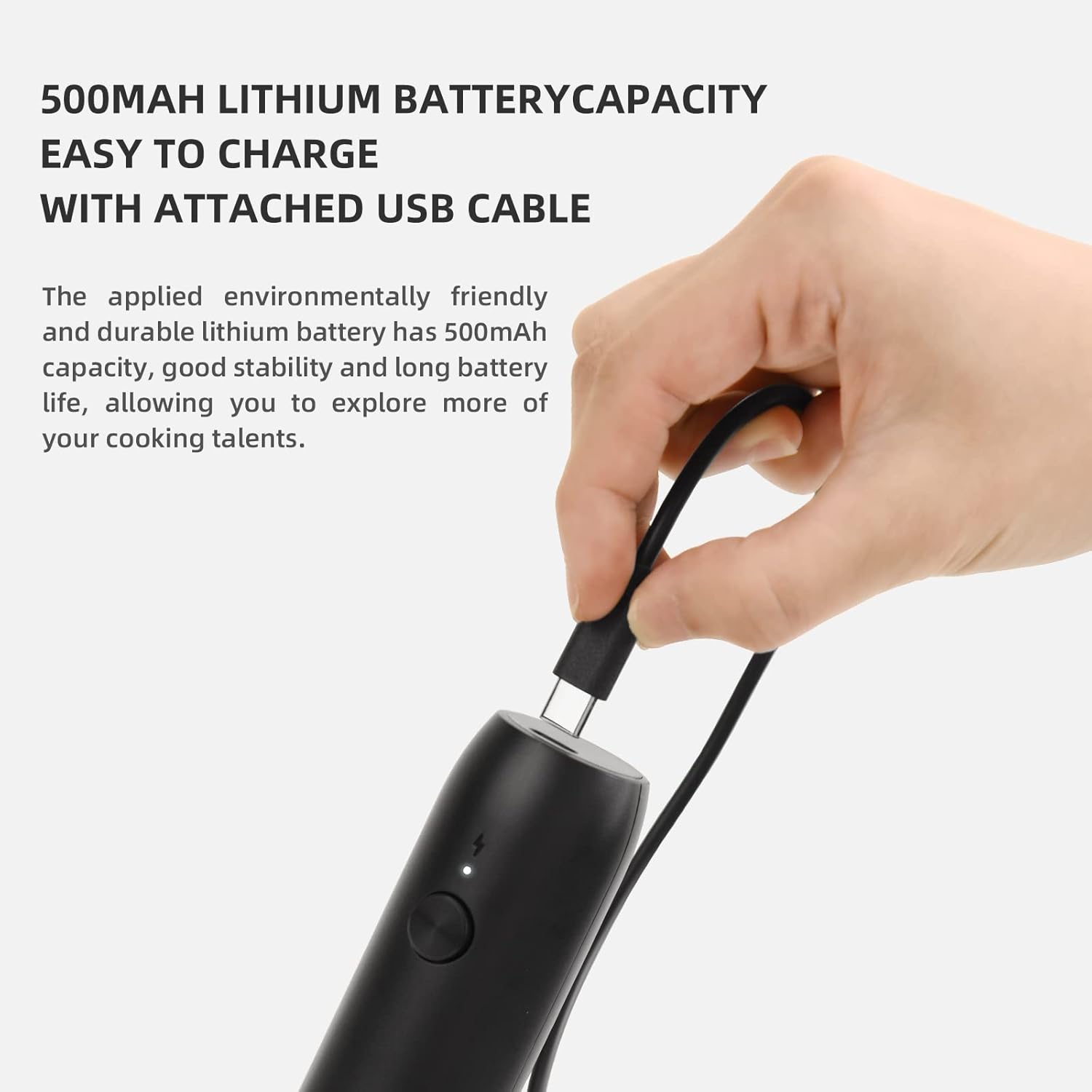 Milk Frother - Electric Hand Milk Frother - Rechargeable Mini Beverage Blender - Hand Milk Frother - With Stainless Steel Blender - Suitable for Milk, Coffee, Latte, Matcha, Black