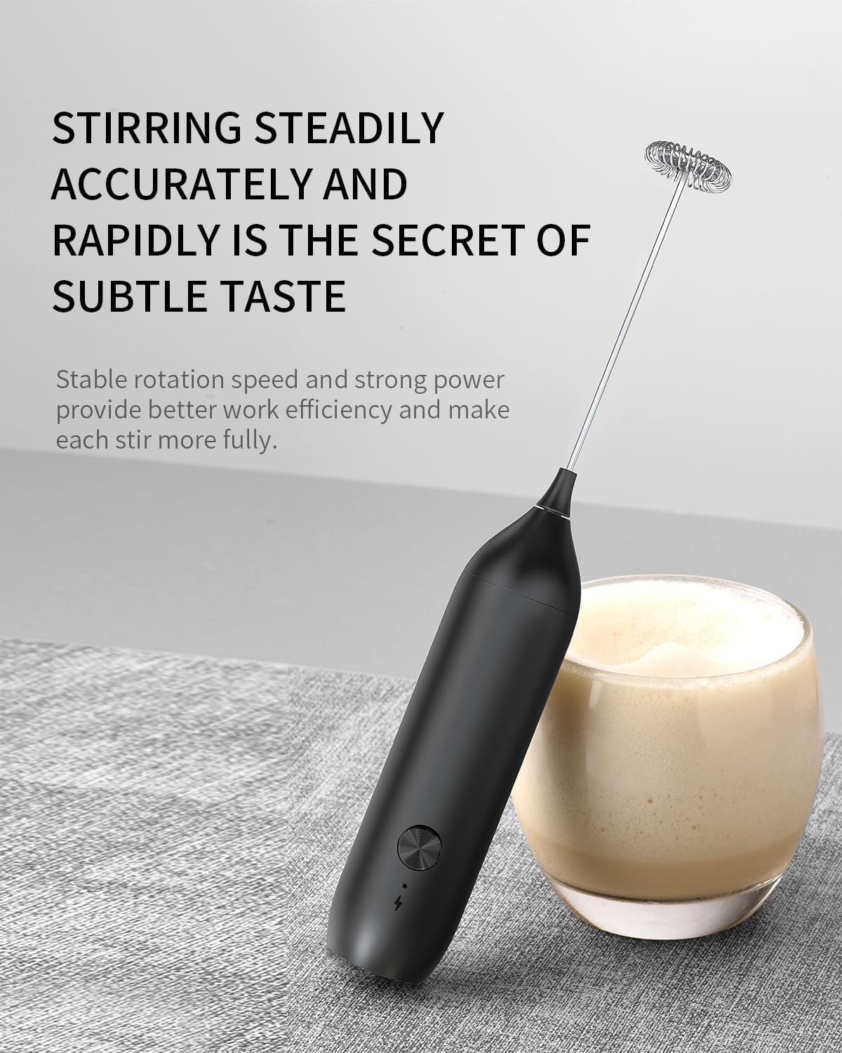 Milk Frother - Electric Hand Milk Frother - Rechargeable Mini Beverage Blender - Hand Milk Frother - With Stainless Steel Blender - Suitable for Milk, Coffee, Latte, Matcha, Black