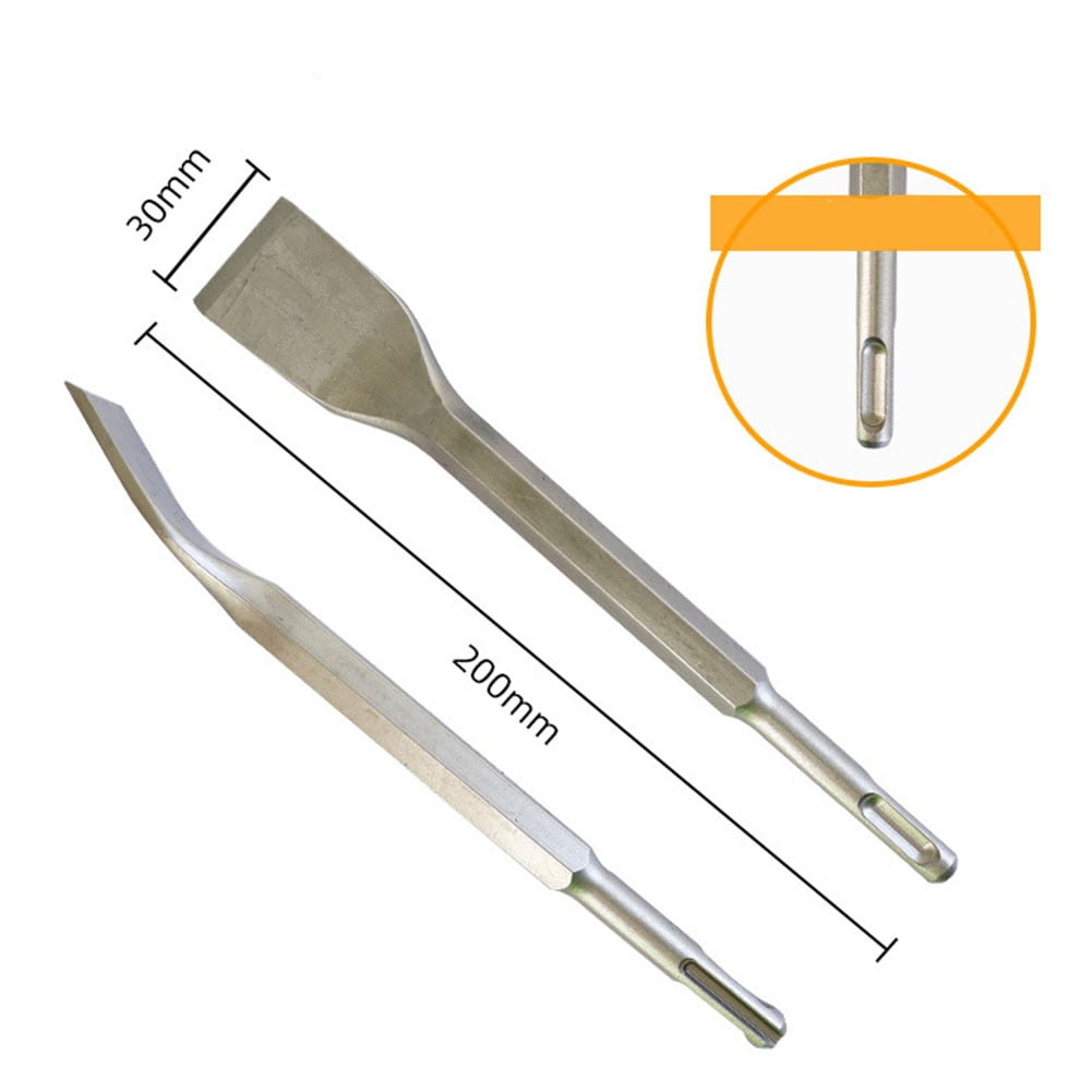 Curved Chisel Chisel Bit Drill Bit Round Shank Sds-Plus Square Handle 1Pc Carbon Steel Elbow Electric Pick Head 14×180×20Mm Smile Home 14×200×30Mm