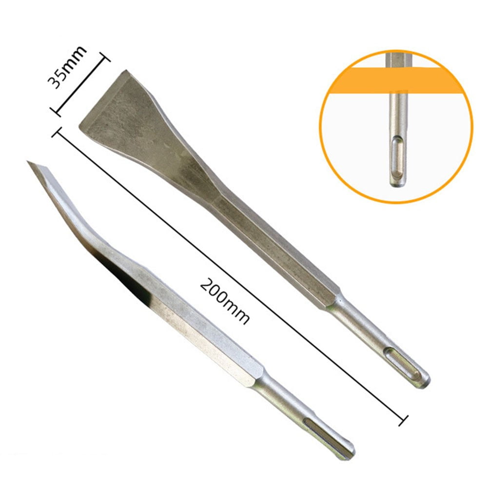 Curved Chisel Chisel Bit Drill Bit Round Shank Sds-Plus Square Handle 1Pc Carbon Steel Elbow Electric Pick Head 14×180×20Mm Smile Home 14×200×35Mm