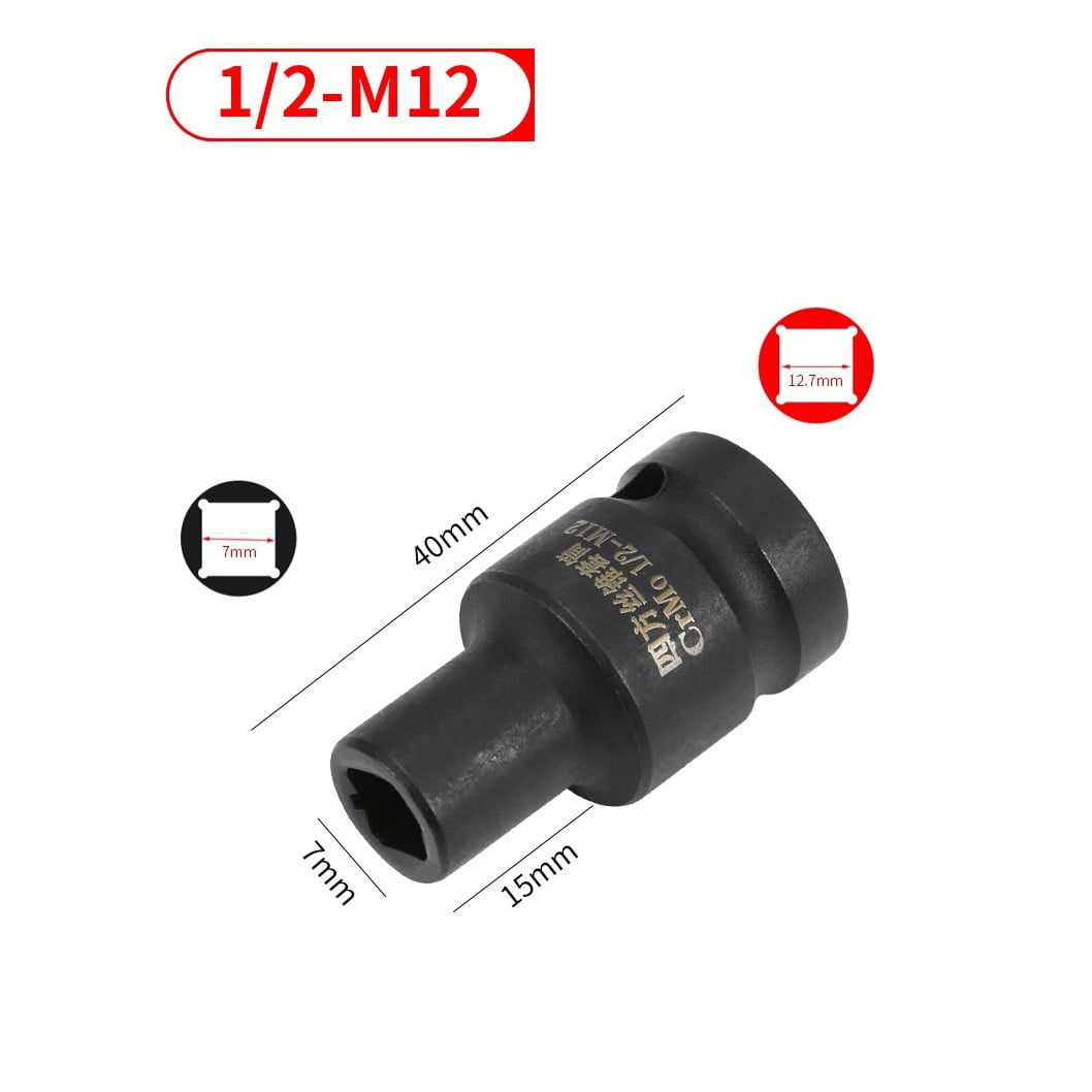 Tap Socket Double Square Head 1/2Inch Driver For Pneumatic Wrench Tool Accessories And Parts Replacement M6-M24 M24 Smile Home M12