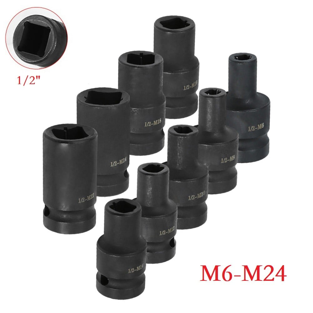 Tap Socket Double Square Head 1/2Inch Driver For Pneumatic Wrench Tool Accessories And Parts Replacement M6-M24 M24 Smile Home M18