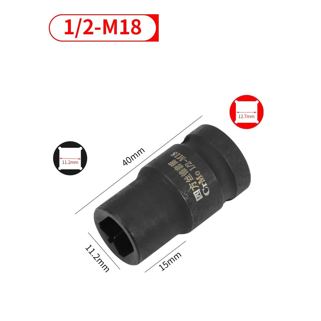 Tap Socket Double Square Head 1/2Inch Driver For Pneumatic Wrench Tool Accessories And Parts Replacement M6-M24 M24 Smile Home M18