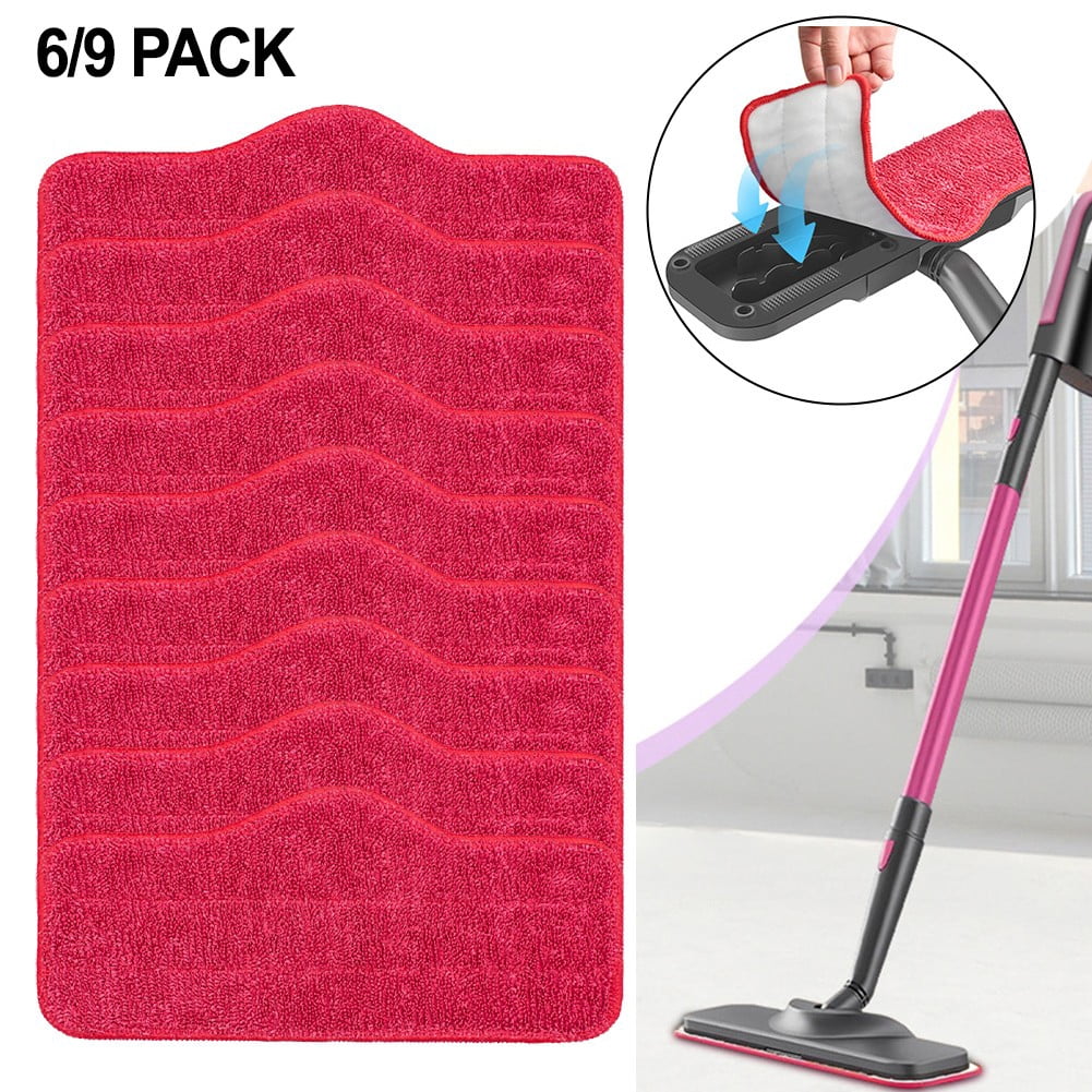Microfiber Replacement Pads For Schenley Steam Mop - Washable Reusable Quick Dry Mop Pads 6 Pack For Hardwood Tile Laminate Floors 9 Pack