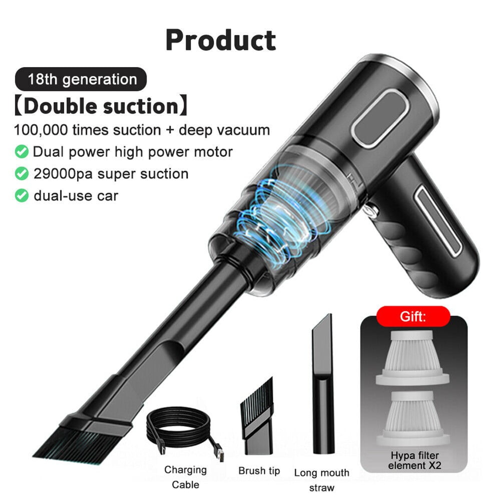 29000PA Vacuum Cleaner Mini Powerful Cordless Wet &amp;Dry Cars Handheld Home Appliance Parts Household Supplies Black