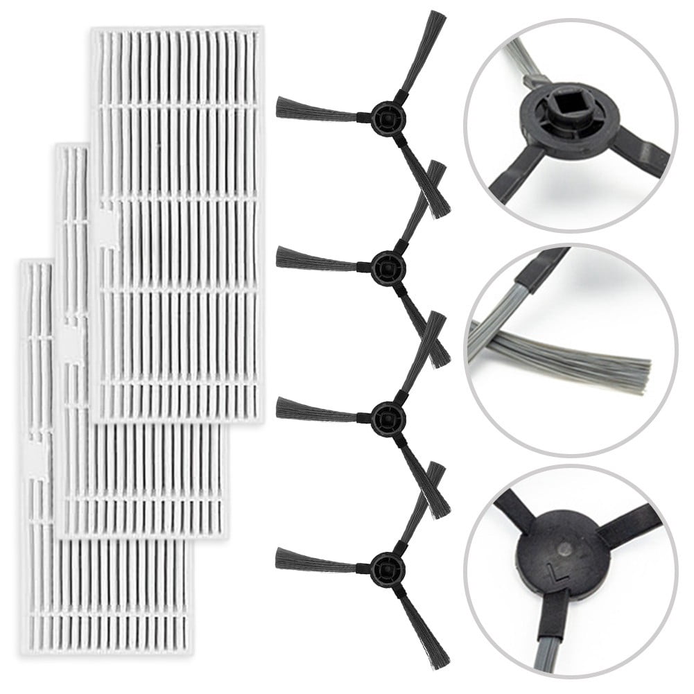 Side Brush and Filter Set Compatible with For GOOVI BR151 BR150 Vacuums